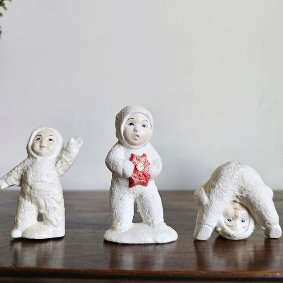 Rare Original Vintage Glitter Snow Babies Ornament Figures Set of 8 - Picture 4 of 15